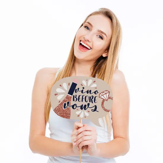 Big Dot of Happiness Vino Before Vows - Winery Bridal Shower or Bachelorette Party Photo Booth Props Kit - 20 Count {4}