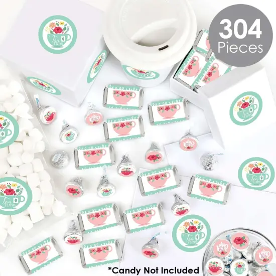 Big Dot of Happiness Floral Let's Par-Tea - Garden Tea Party Candy Favor Sticker Kit - 304 Pieces {3}