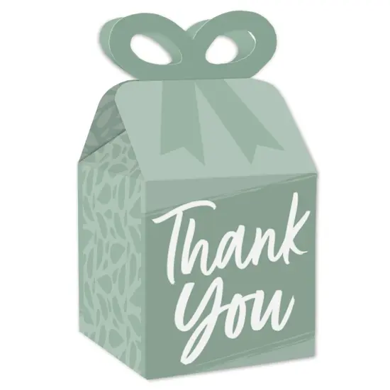 Big Dot of Happiness Sage Green Elegantly Simple - Square Favor Gift Boxes - Guest Party Favors Bow Boxes - Set of 12 {1}