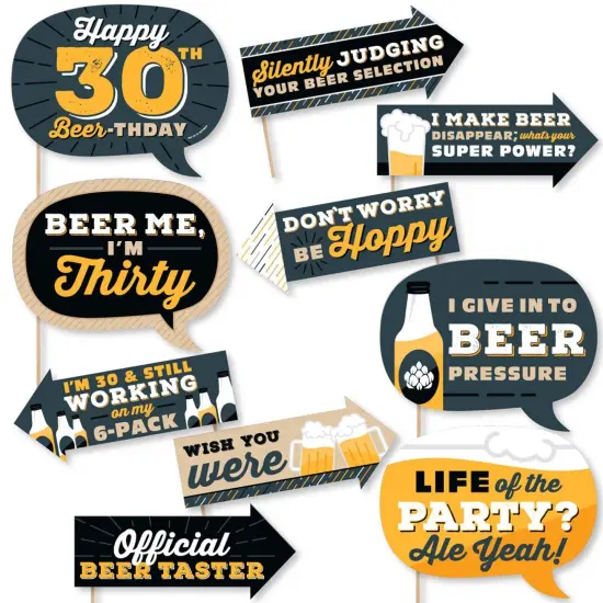 Big Dot of Happiness Funny Cheers and Beers to 30 Years - 30th Birthday Party Photo Booth Props Kit - 10 Piece {1}