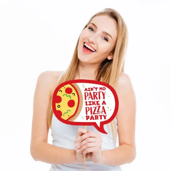 Big Dot of Happiness Funny Pizza Party Time - Baby Shower or Birthday Party Photo Booth Props Kit - 10 Piece {3}