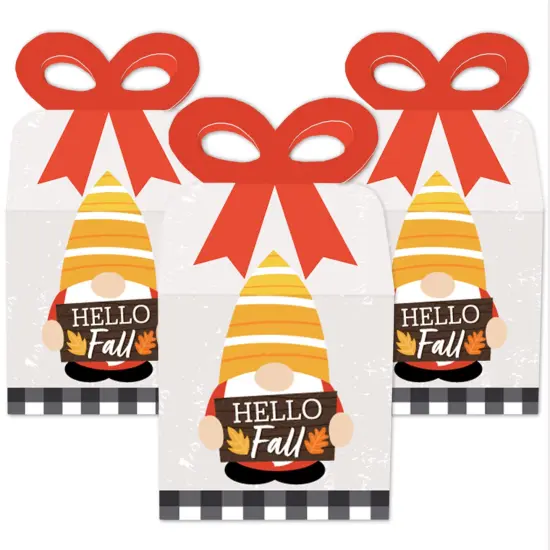 Big Dot of Happiness Fall Gnomes - Square Favor Gift Boxes - Autumn Harvest Party Bow Boxes - Set of 12 {3}