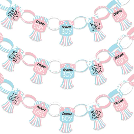 Big Dot of Happiness Baby Gender Reveal - 90 Chain Links and 30 Paper Tassels Decoration Kit - Team Boy or Girl Party Paper Chains Garland - 21 feet {1}