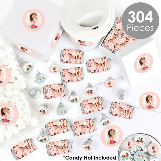 Big Dot of Happiness Run Wild Horses - Pony Birthday Party Candy Favor Sticker Kit - 304 Pc {3}