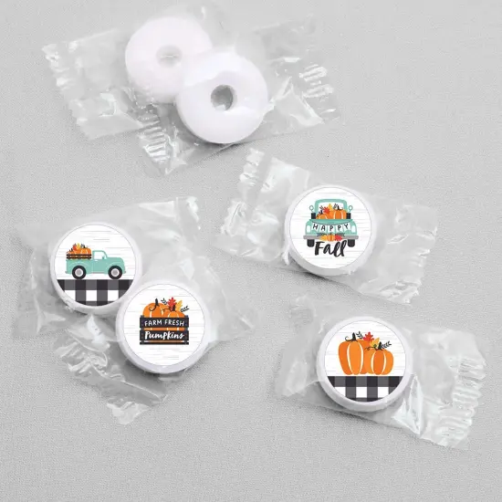 Big Dot of Happiness Happy Fall Truck - Harvest Pumpkin Party Round Candy Sticker Favors - Labels Fits Chocolate Candy (1 sheet of 108) {4}