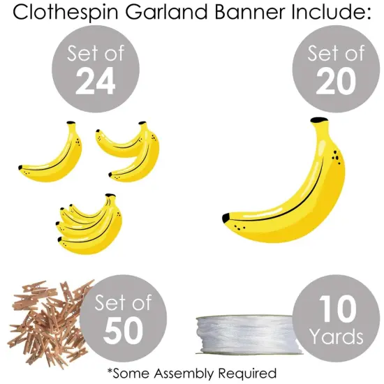 Big Dot of Happiness Let's Go Bananas - Tropical Party DIY Decorations - Clothespin Garland Banner - 44 Pieces {6}