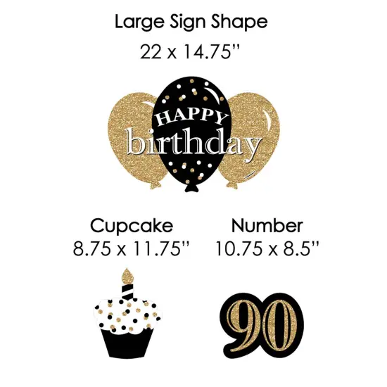 Big Dot of Happiness Adult 90th Birthday - Gold - Yard Sign and Outdoor Lawn Decorations - Happy Birthday Party Yard Signs - Set of 8 {7}