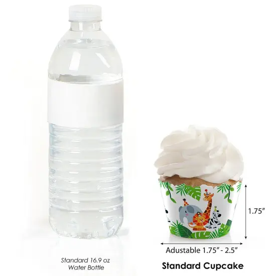 Big Dot of Happiness Jungle Party Animals - Safari Zoo Animal Birthday Party or Baby Shower Decorations - Party Cupcake Wrappers - Set of 12 {4}