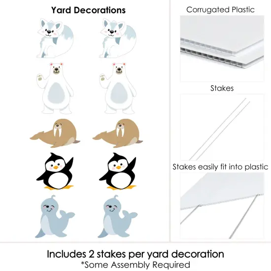 Big Dot of Happiness Arctic Polar Animals - Polar Bear Seal Penguin Walrus & Fox Lawn Decor - Outdoor Baby Shower or Birthday Party Yard Decor - 10 Pc {7}
