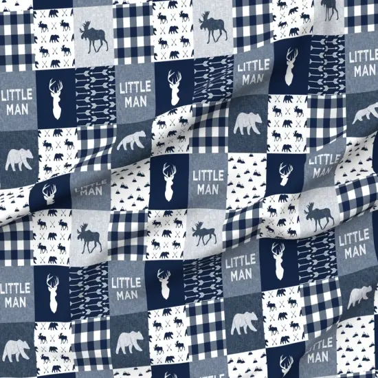 Various Fabrics by the Yard or Fat Quarter Navy Blue, Woodland, Bear, Moose, Deer, Mountain, Wholecloth, Cheater Quilt Top, Boy, Patchwork, Animals Custom Printed Fabric by Spoonflower {6}