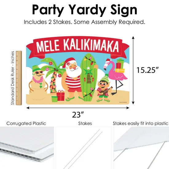 Big Dot of Happiness Tropical Christmas - Beach Santa Holiday Party Yard Sign Lawn Decorations - Mele Kalikimaka Party Yardy Sign {7}
