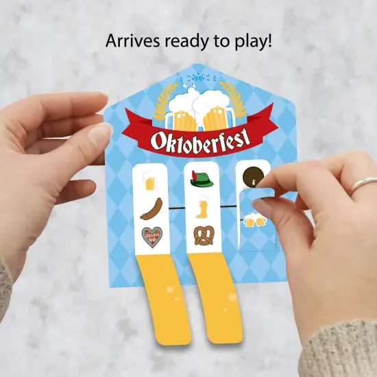 Big Dot of Happiness Oktoberfest - German Beer Festival Game Pickle Cards - Pull Tabs 3-in-a-Row - Set of 12 {3}