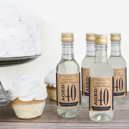 Big Dot of Happiness 40th Milestone Birthday - Mini Wine and Champagne Bottle Label Stickers - Birthday Party Favor Gift for Women and Men - Set of 16 {4}