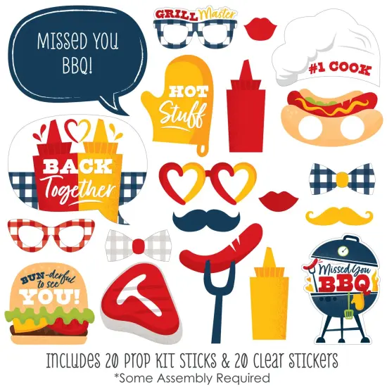 Big Dot of Happiness Missed You BBQ - Backyard Summer Picnic Party Photo Booth Props Kit - 20 Count {3}