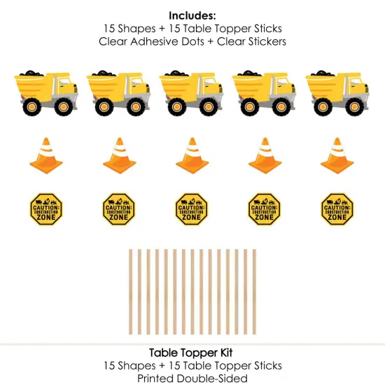 Big Dot of Happiness Dig It - Construction Party Zone - Baby Shower or Birthday Party Centerpiece Sticks - Table Toppers - Set of 15 {7}