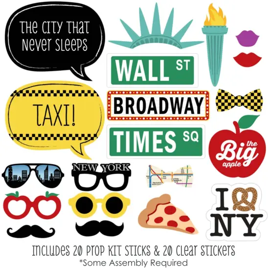 Big Dot of Happiness New York - Photo Booth Props Kit - 20 Count {3}