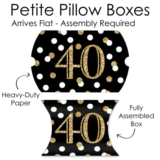 Big Dot of Happiness Adult 40th Birthday - Gold - Favor Gift Boxes - Birthday Party Petite Pillow Boxes - Set of 20 {7}