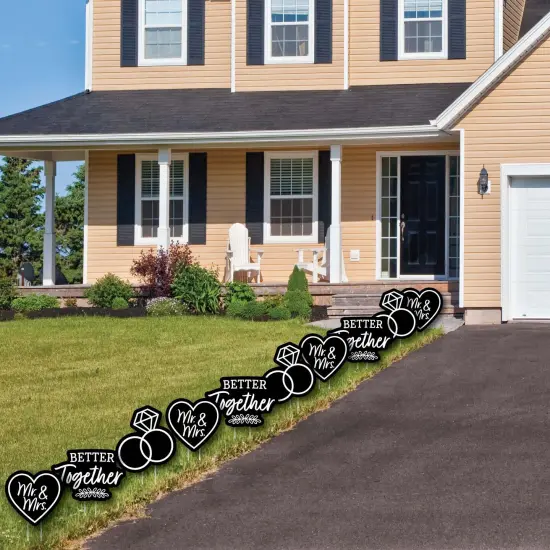 Big Dot of Happiness Mr. and Mrs. - Heart and Rings Lawn Decorations - Outdoor Black and White Wedding or Bridal Shower Yard Decorations - 10 Piece {4}