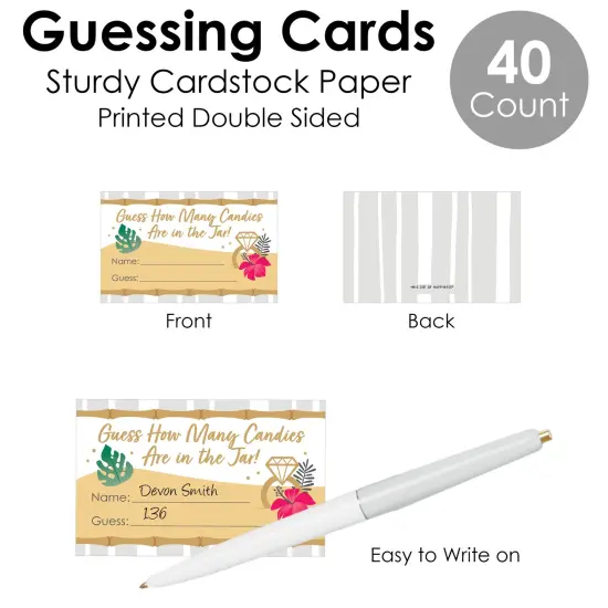Big Dot of Happiness Last Luau - How Many Candies Tropical Bachelorette Party and Bridal Shower Game - 1 Stand and 40 Cards - Candy Guessing Game {7}