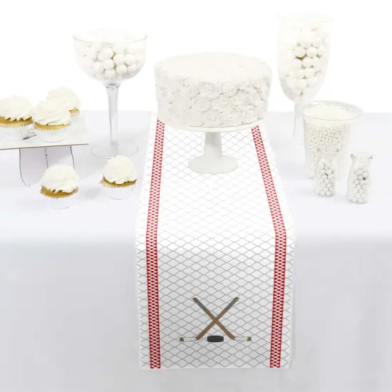 Big Dot of Happiness Shoots and Scores - Hockey - Petite Baby Shower or Birthday Party Paper Table Runner - 12 x 60 inches {3}