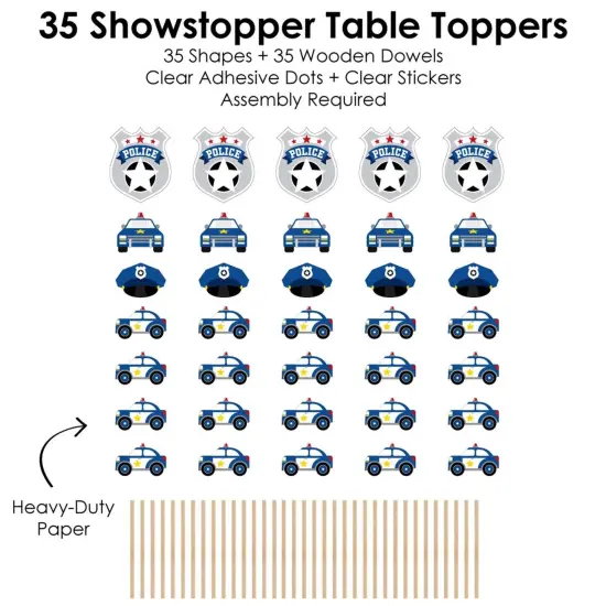 Big Dot of Happiness Calling All Units - Police - Cop Birthday Party or Baby Shower Centerpiece Sticks - Showstopper Table Toppers - 35 Pieces {7}