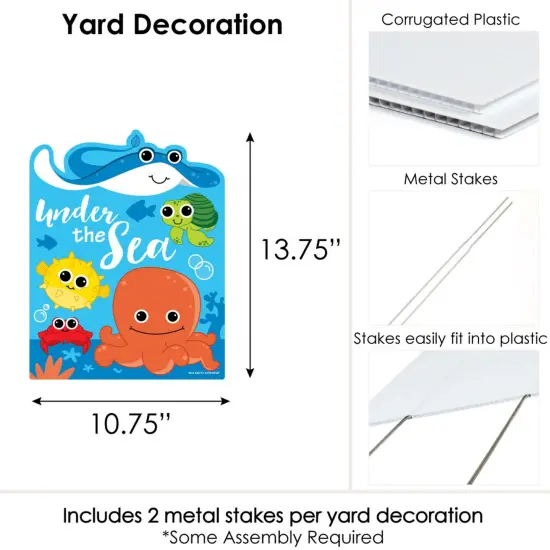 Big Dot of Happiness Under the Sea Critters - Outdoor Lawn Sign - Baby Shower or Birthday Party Yard Sign - 1 Piece {7}