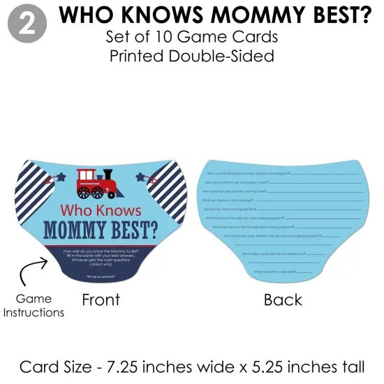 Big Dot of Happiness Railroad Party Crossing - 4 Steam Train Baby Shower Games - 10 Cards Each - Gamerific Bundle {7}