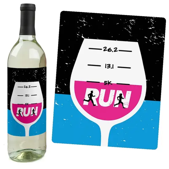 Big Dot of Happiness Set the Pace - Running - Track, Cross Country or Marathon Party Decor for Women and Men - Wine Bottle Label Stickers - Set of 4 {7}