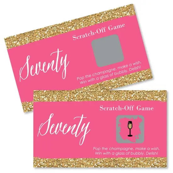 Big Dot of Happiness Chic 70th Birthday - Pink and Gold - Birthday Party Game Scratch Off Cards - 22 Count {1}