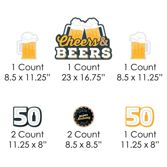 Big Dot of Happiness Cheers and Beers to 50 Years - Yard Sign and Outdoor Lawn Decorations - 50th Birthday Party Yard Signs - Set of 8 {7}