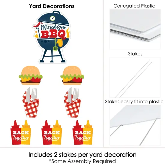 Big Dot of Happiness Missed You BBQ - Yard Sign and Outdoor Lawn Decorations - Backyard Summer Picnic Party Yard Signs - Set of 8 {6}