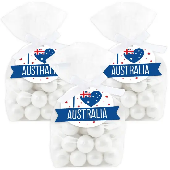 Big Dot of Happiness Australia Day - G&rsquo;Day Mate Aussie Party Clear Goodie Favor Bags - Treat Bags With Tags - Set of 12 {1}