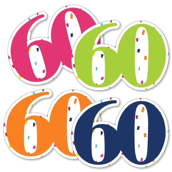 Big Dot of Happiness 60th Birthday - Cheerful Happy Birthday - Sixty Shaped Decorations DIY Colorful Sixtieth Birthday Party Essentials - Set of 20 {3}