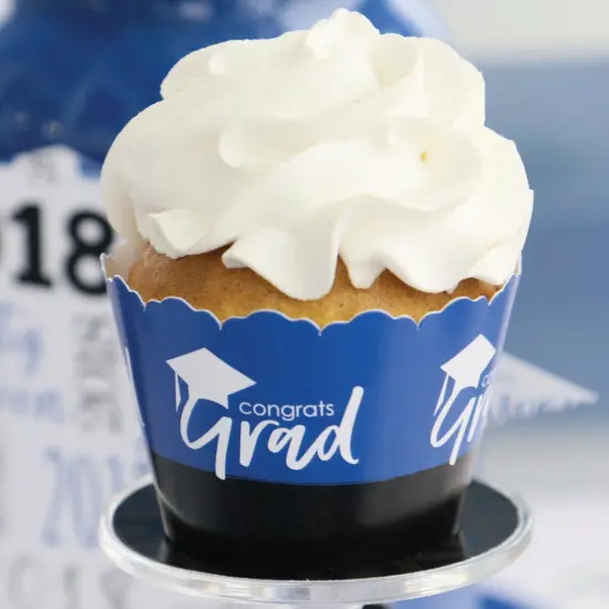 Big Dot of Happiness Blue Graduation Party Decorations - Party Cupcake Wrappers - Set of 12 {6}