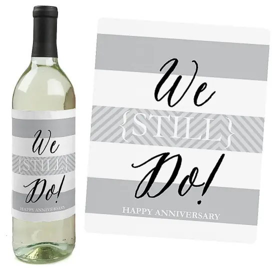 Big Dot of Happiness We Still Do - Wedding Anniversary Decorations for Women and Men - Wine Bottle Label Stickers - Set of 4 {3}