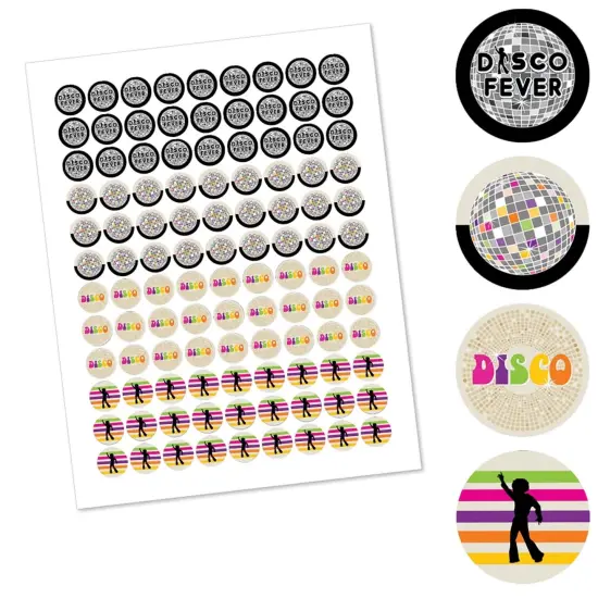 Big Dot of Happiness 70's Disco - 1970's Disco Fever Party Round Candy Sticker Favors - Labels Fits Chocolate Candy (1 sheet of 108) {3}