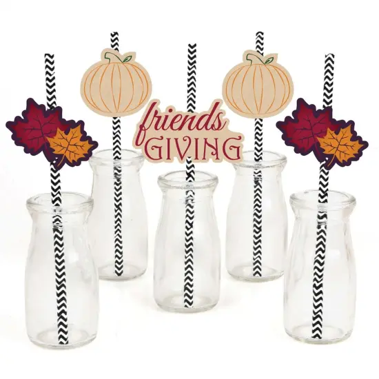 Big Dot of Happiness Friends Thanksgiving Feast - Friendsgiving Paper Straw Decor - Party Striped Decorative Straws - Set of 24 {1}