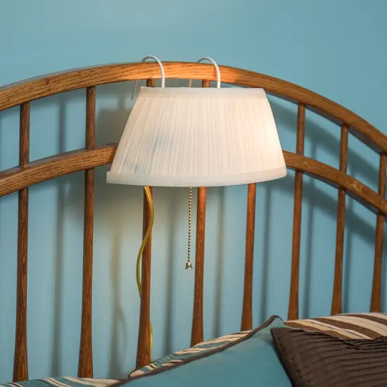 Headboard Reading Lamps White Shade Chain Pull 60 Watt Set of 2 {3}