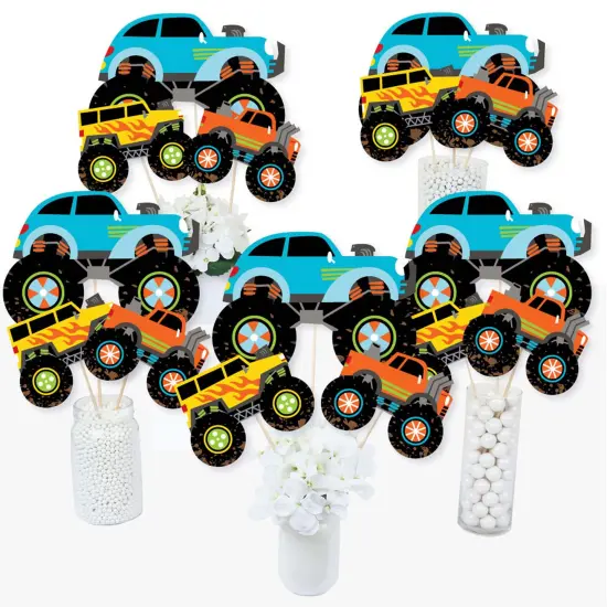 Big Dot of Happiness Smash and Crash - Monster Truck - Boy Birthday Party Centerpiece Sticks - Table Toppers - Set of 15 {3}