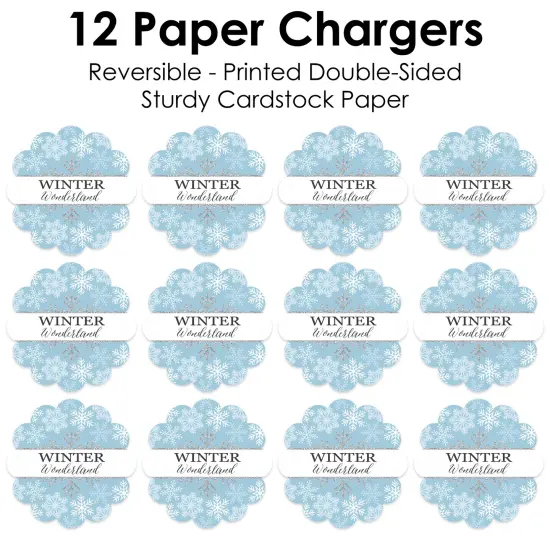 Big Dot of Happiness Winter Wonderland - Snowflake Holiday Party and Winter Wedding Round Table Decorations - Paper Chargers - Place Setting For 12 {7}