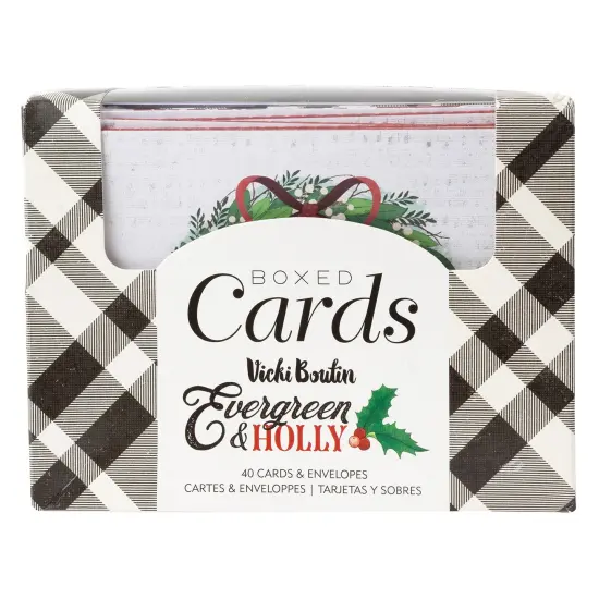American Crafts A2 Cards W/Envelopes (4.375"X5.75") 40/Box-Vicki Boutin Evergreen & Holly {1}