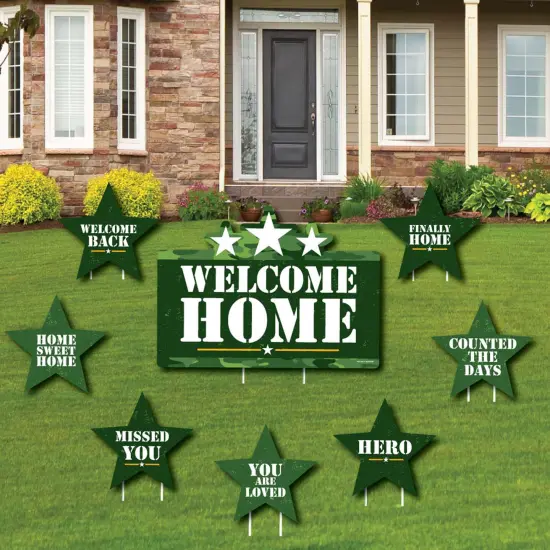 Big Dot of Happiness Welcome Home Hero - Yard Sign and Outdoor Lawn Decorations - Military Army Homecoming Yard Signs - Set of 8 {1}