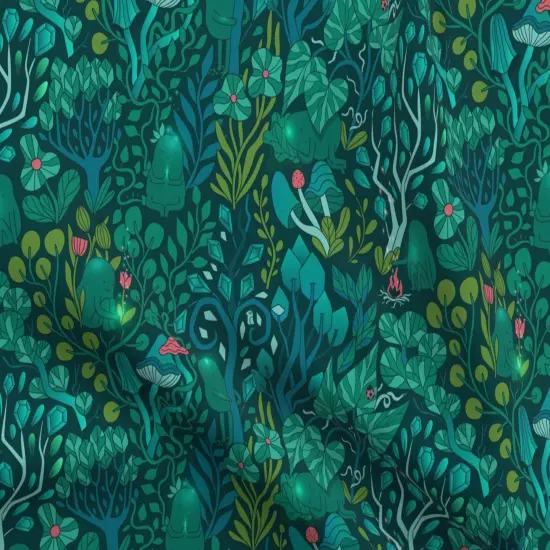 Various Fabrics by the Yard or Fat Quarter Emerald Forest Fairy Woodland Creatures Green Nature Trees Crystals Magical Mystical Custom Printed Fabric by Spoonflower {5}