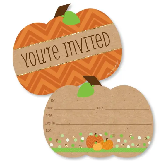Big Dot of Happiness Pumpkin Patch - Shaped Fill-in Invitations - Fall, Halloween or Thanksgiving Party Invitation Cards with Envelopes - Set of 12 {1}