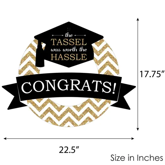 Big Dot of Happiness Tassel Worth The Hassle - Gold - Outdoor Graduation Party Decor - Front Door Wreath {6}