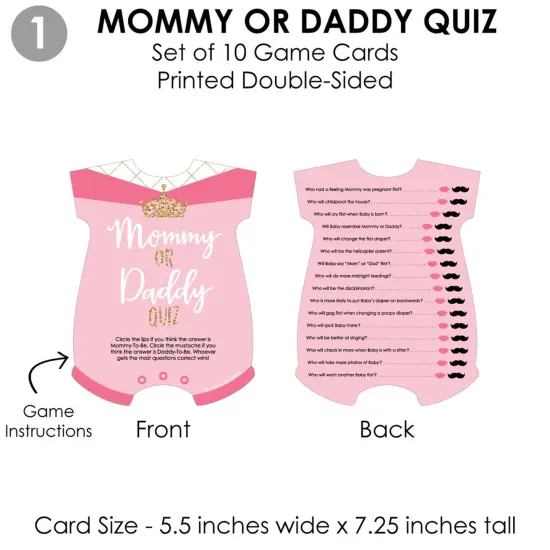 Big Dot of Happiness Little Princess Crown - 4 Pink and Gold Princess Baby Shower Games - 10 Cards Each - Gamerific Bundle {6}