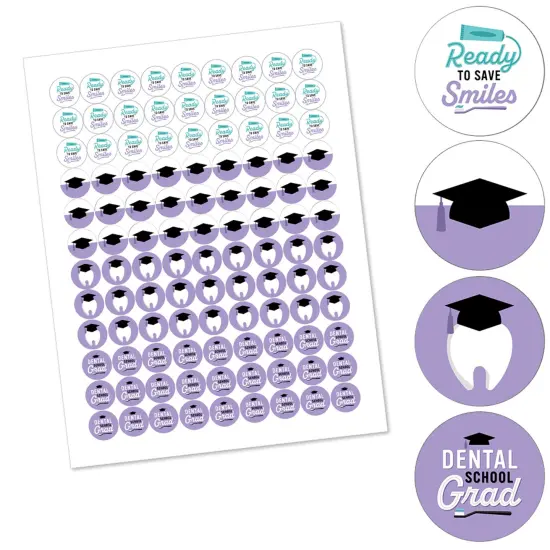 Big Dot of Happiness Dental School Grad - Dentistry and Hygienist Graduation Party Round Sticker Favors - Labels Fits Chocolate Candy (1 sheet of 108) {3}