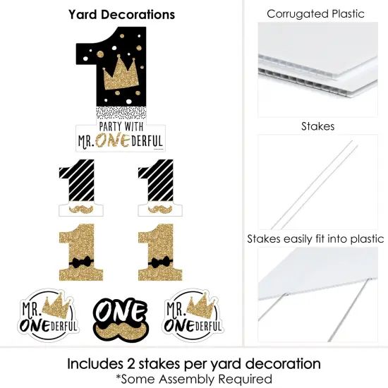 Big Dot of Happiness 1st Birthday Little Mr. Onederful - Yard Sign and Outdoor Lawn Decorations - Boy First Birthday Party Yard Signs - Set of 8 {6}