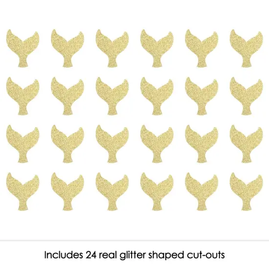 Big Dot of Happiness Gold Glitter Mermaid Tail - No-Mess Real Gold Glitter Cut-Outs - Baby Shower or Birthday Party Confetti - Set of 24 {3}