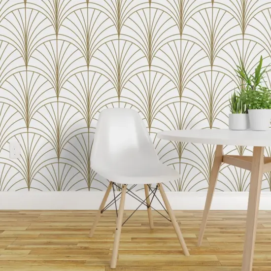 Pre-Pasted Wallpaper 2FT Wide Art Deco Nouveau Floral Minimal Vintage Luxury Geometric Custom Pre-pasted Wallpaper by Spoonflower {1}